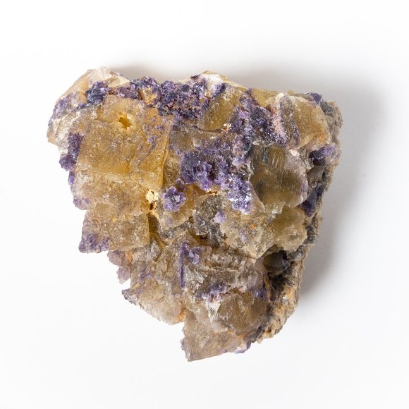 Unique giant natural etched purple and yellow frosty raw fluorite - Picture 7 of 8